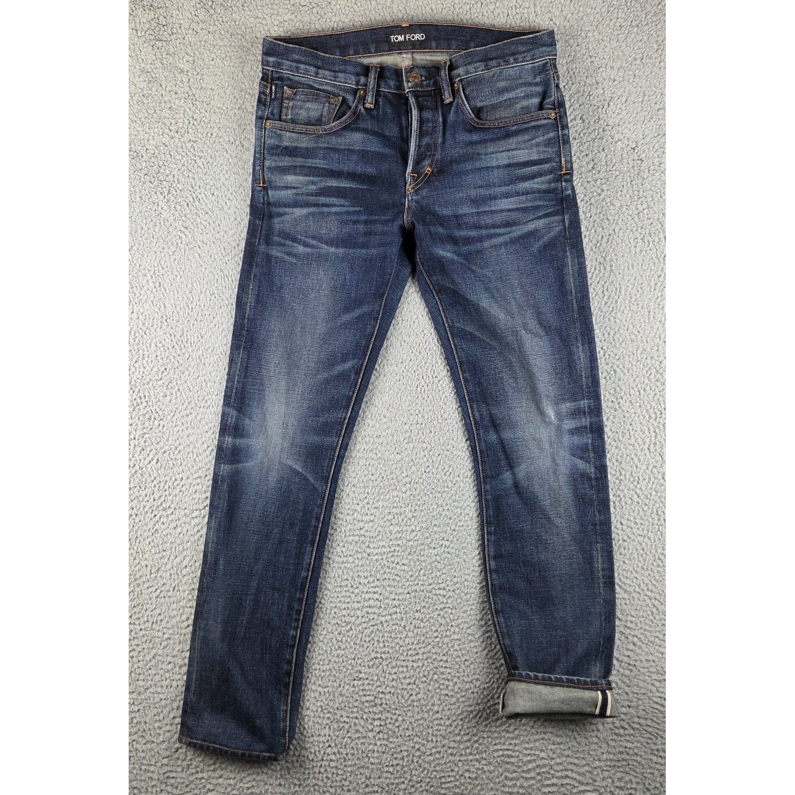 Tom Ford Slim Cotton Button Fly 5 Pocket Pants Jeans Mens 30 32x32 Blue Usa Made